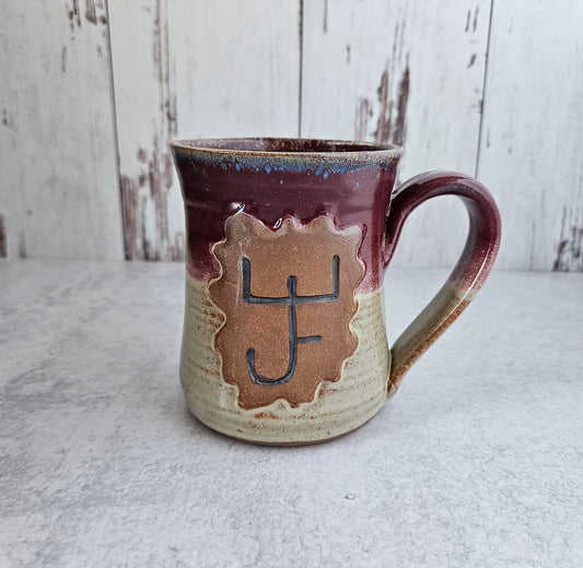 Custom Brand Mug | Cream Burgundy Blue