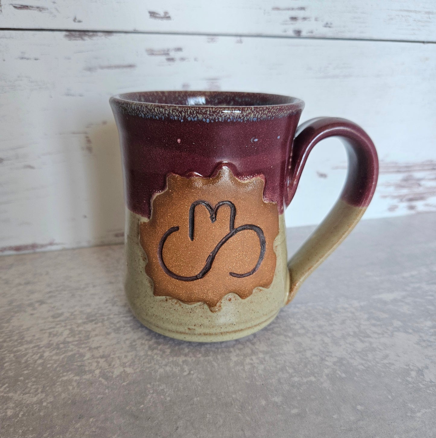 Custom Brand Mug | Cream Burgundy Blue