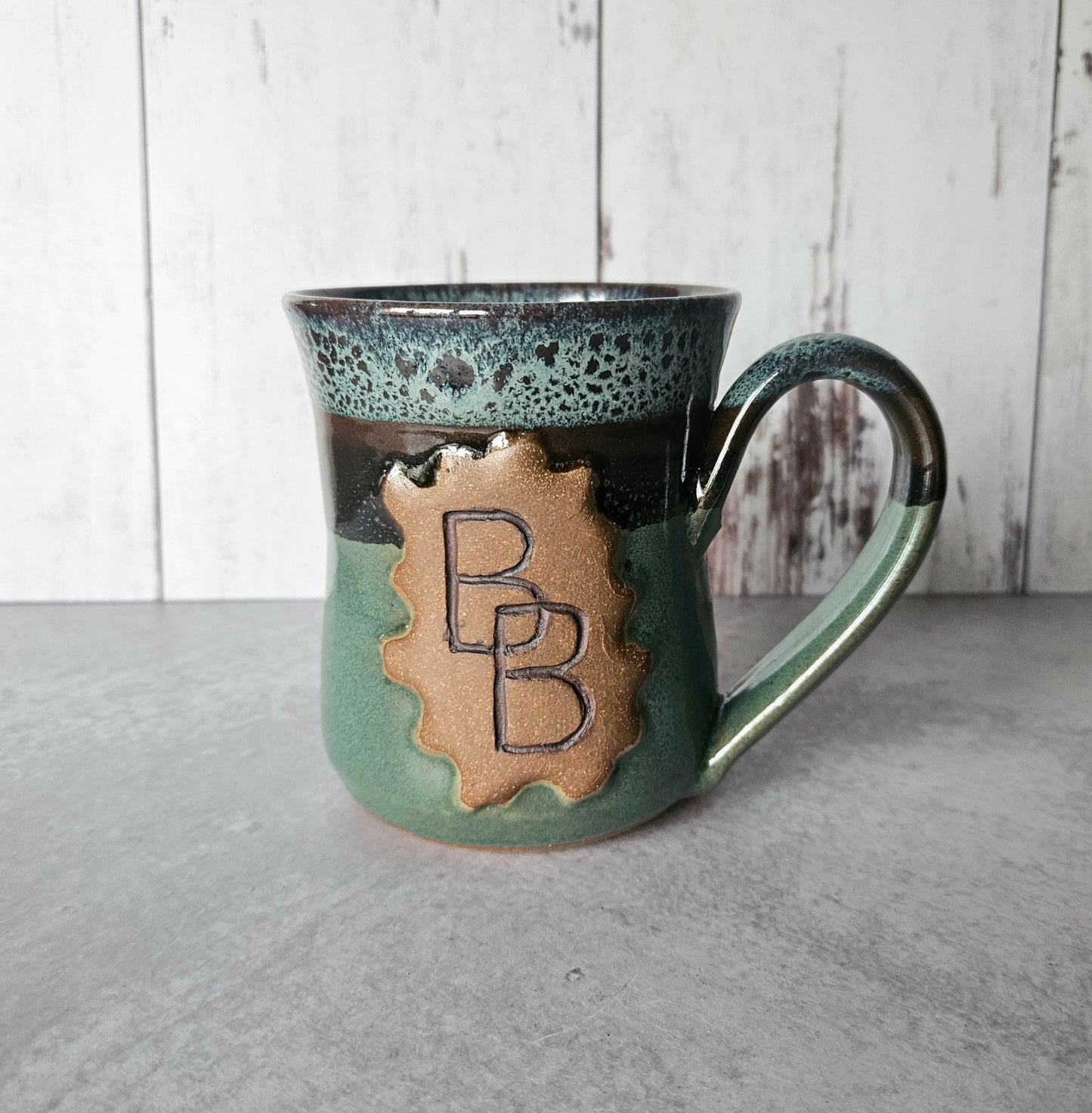 Custom Brand Mug | Green Brown Blue